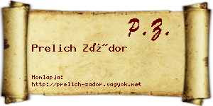 Prelich Zádor névjegykártya